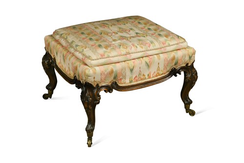 Lot 767 - A Victorian upholstered carved frame footstool