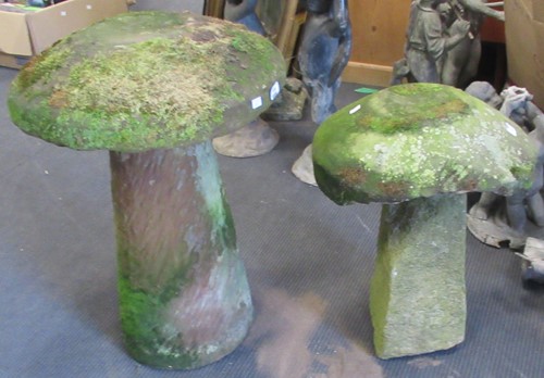Lot 691 - Two staddle stones approx 77cm high, 52cm...