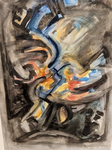 Lot 402 - Anthony Nicholson approaching hour watercolour,...
