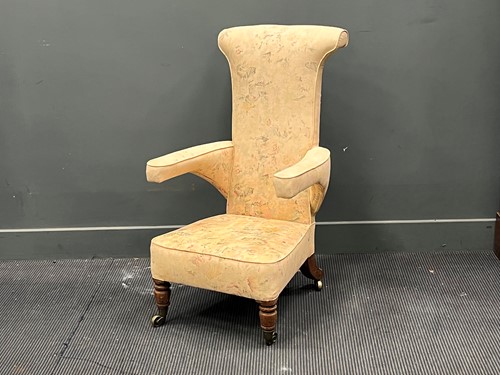 Lot 548 - A Victorian Prie dieu chair in floral cotton...