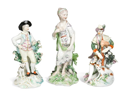 Lot 122 - Seven Derby porcelain Patch Mark figures, circa 1770