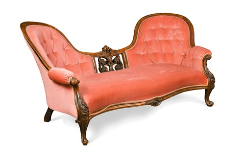 Lot 418 - A Victorian carved walnut double ended chaise...