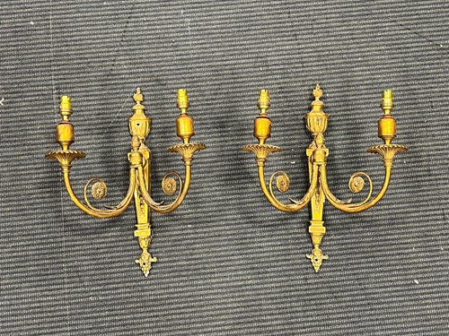 Lot 65 - A pair neo classical style of gilt metal twin...