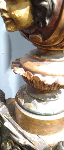 Lot 2 - A large Venetian carved giltwood and polychromed torchere standard lamp, 19th century