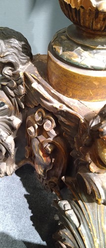Lot 2 - A large Venetian carved giltwood and polychromed torchere standard lamp, 19th century