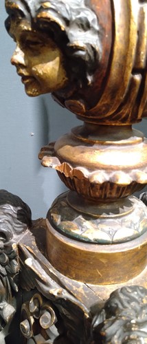 Lot 2 - A large Venetian carved giltwood and polychromed torchere standard lamp, 19th century