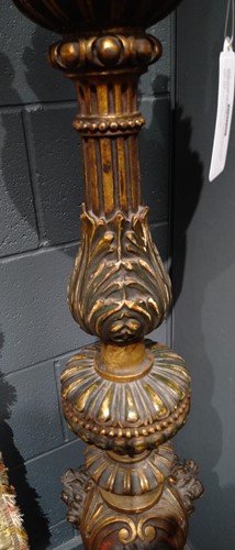 Lot 2 - A large Venetian carved giltwood and polychromed torchere standard lamp, 19th century