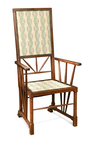 Lot 652 - In the manner of E. W. Godwin, an Aesthetic period mahogany elbow chair