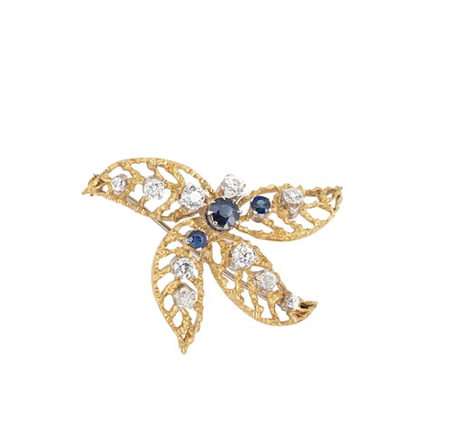 Lot 168 - A mid 20th century sapphire and diamond brooch