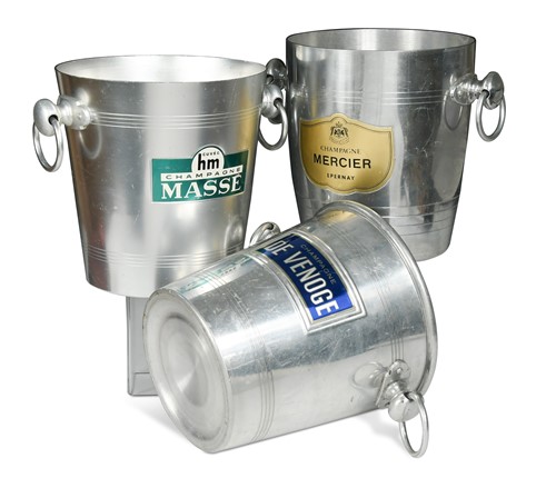 Lot 152 - Three various mid-century polished alloy champagne coolers