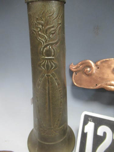 Lot 34 - Metal items to include an elaborate beaten...