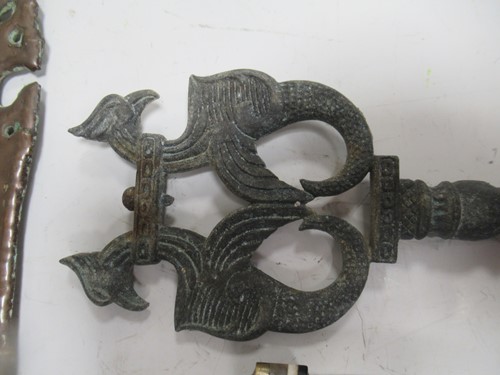 Lot 34 - Metal items to include an elaborate beaten...