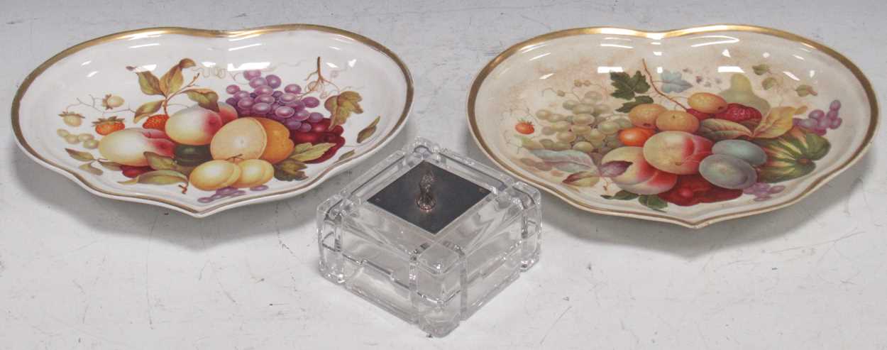 Lot 4 - A Bloor Derby fruit painted dish, another...