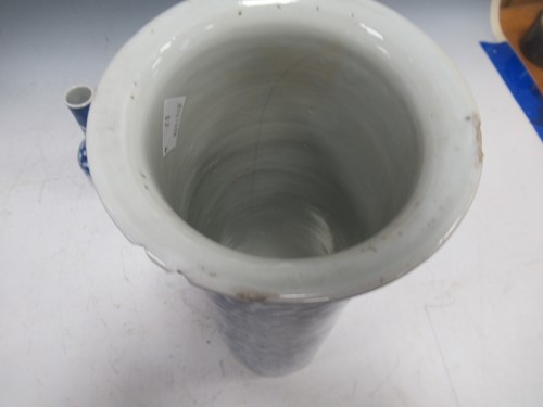 Lot 30 - A Chinese blue and white cylindrical vase, 4...