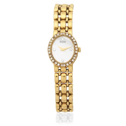 Lot 262 - Piaget - An 18ct gold 'Tradition' diamond set wristwatch