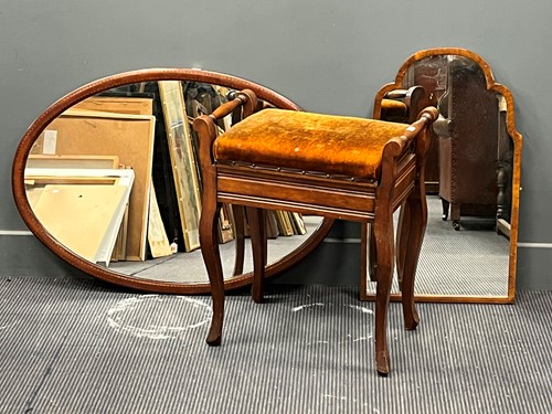 Lot 547 - An Edwardian oval inlaid mahogany wall mirror...