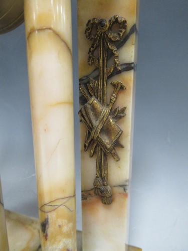 Lot 30 - A marble and gilt metal mounted portico clock,...
