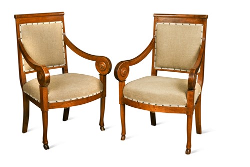 Lot 774 - A pair of beech elbow chairs, 19th century
