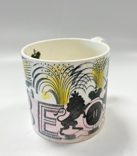Lot 15 - Eric Ravilious for Wedgwood, a Queen Elizabeth II commemorative coronation mug, 1953
