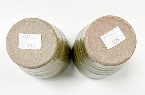 Lot 23 - David Leach OBE (1911-2005), a pair of celadon glazed stoneware tumbler cups