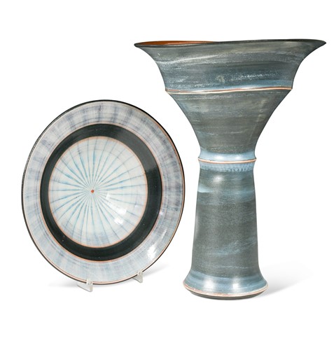 Lot 58 - Christine Feiler (1948-), a large studio pottery trumpet vase, 2006