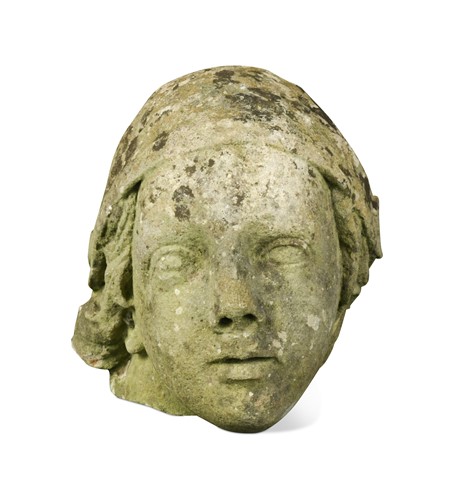 Lot 461 - A carved stone head, possibly 19th century