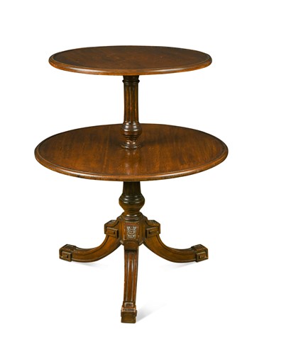 Lot 588 - An oak two tier dumb waiter, stamped Holland & Sons, 19th century