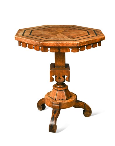 Lot 752 - A Regency Gothic burr oak and yewwood occasional table