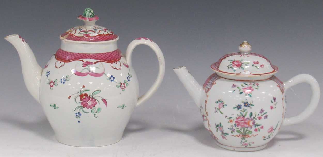 Lot 26 - An 18th century pearlware teapot and another...