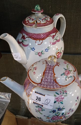 Lot 26 - An 18th century pearlware teapot and another...