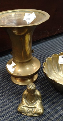 Lot 17 - A Chinese red lacquered tray; a model Buddha;...