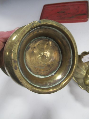 Lot 17 - A Chinese red lacquered tray; a model Buddha;...
