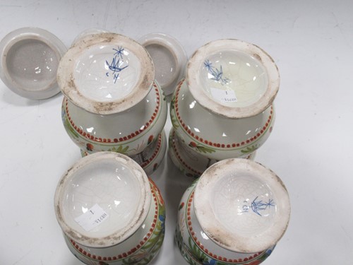 Lot 11 - Two pairs of continental faience albarellos,...