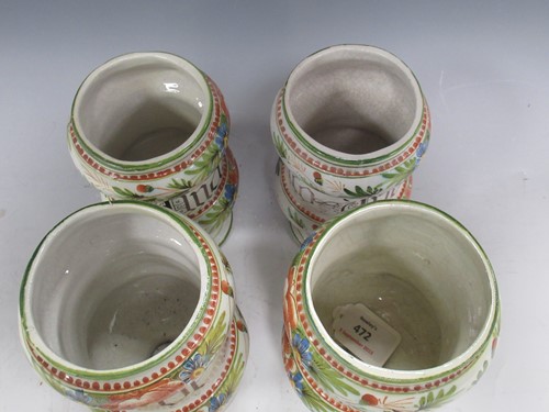 Lot 11 - Two pairs of continental faience albarellos,...