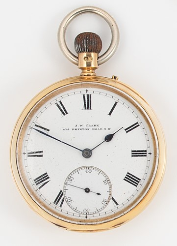 Lot 226 - J.W. Clark, London - An 18ct gold open faced pocket watch