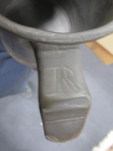 Lot 5 - Six antique pewter mugs marked with standard...