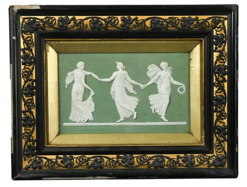 Lot 161 - A Wedgwood green jasperware plaque, 19th century