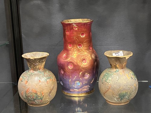 Lot 114 - 19th century pottery lustre vase decorated...