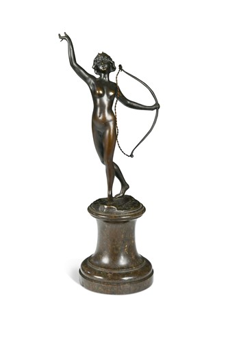 Lot 800 - Franz Iffland (1862-1933), a bronze model of Diana the Huntress