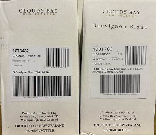 Lot 48 - Cloudy Bay Sauvignon Blanc, 2016 & 2018, 12...
