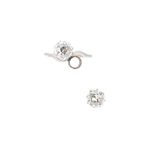 Lot 180 - A two stone diamond ring