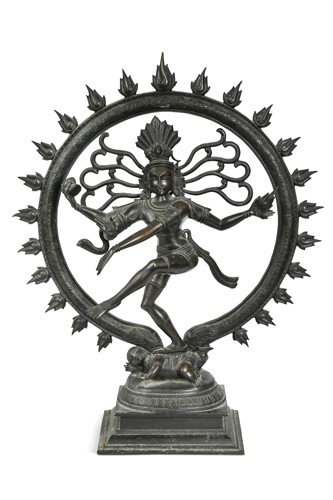 Lot 89 - An Indian bronze figure of Siva dancing on a dwarf, 19th/20th century
