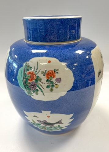 Lot 35 - A Chinese famille verte porcelain ginger jar and cover, Qing Dynasty, 19th century