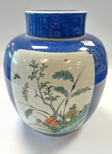 Lot 35 - A Chinese famille verte porcelain ginger jar and cover, Qing Dynasty, 19th century