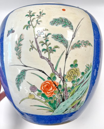 Lot 35 - A Chinese famille verte porcelain ginger jar and cover, Qing Dynasty, 19th century