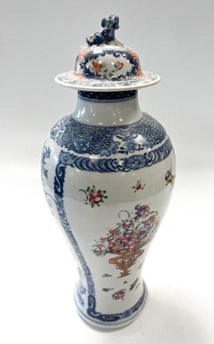 Lot 20 - A Chinese famille rose baluster porcelain vase and cover, Chen Lung, circa 1780