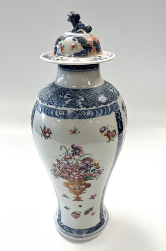 Lot 20 - A Chinese famille rose baluster porcelain vase and cover, Chen Lung, circa 1780