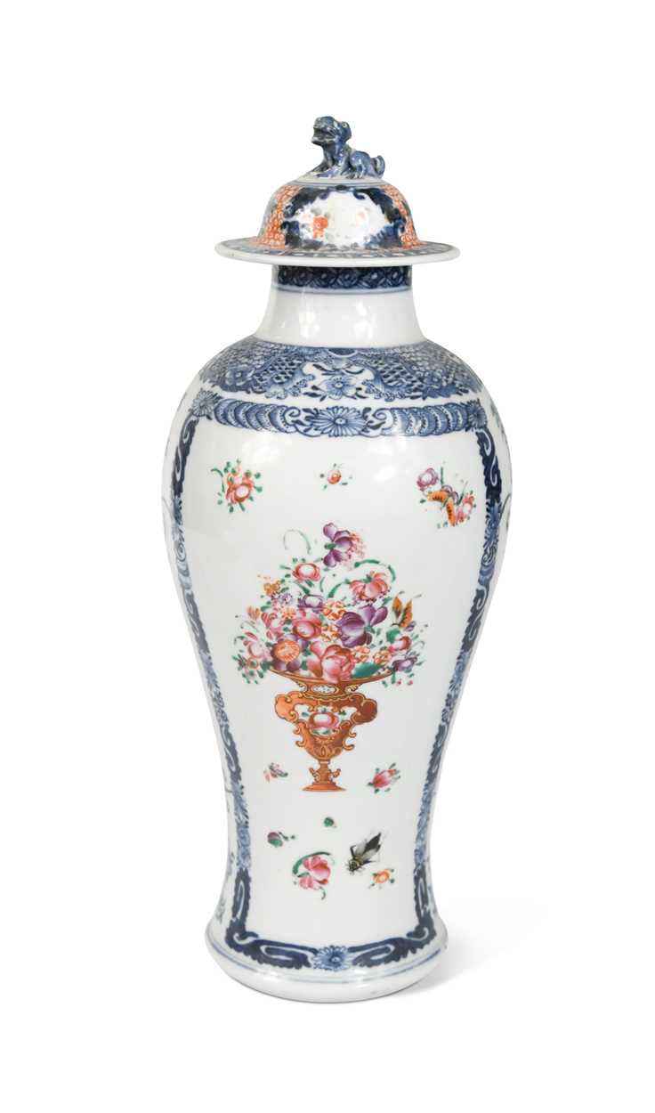 Lot 20 - A Chinese famille rose baluster porcelain vase and cover, Chen Lung, circa 1780