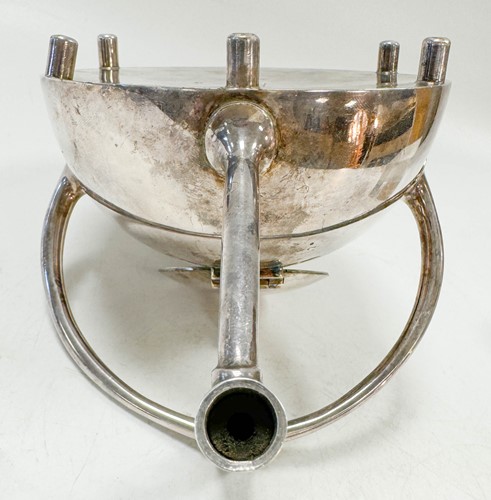 Lot 205 - Christopher Dresser (1834-1904), a rare electroplate teapot, No. 2277, circa 1880