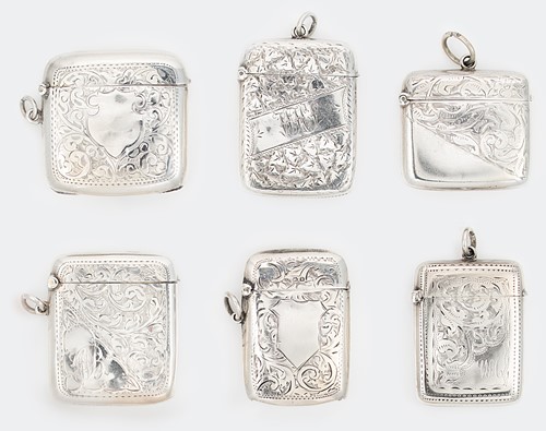 Lot 281 - A collection of six silver vesta cases